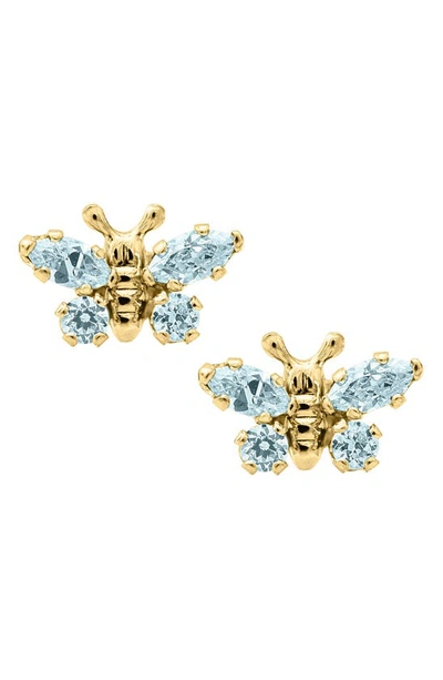Mignonette Butterfly Birthstone Gold Earrings In December