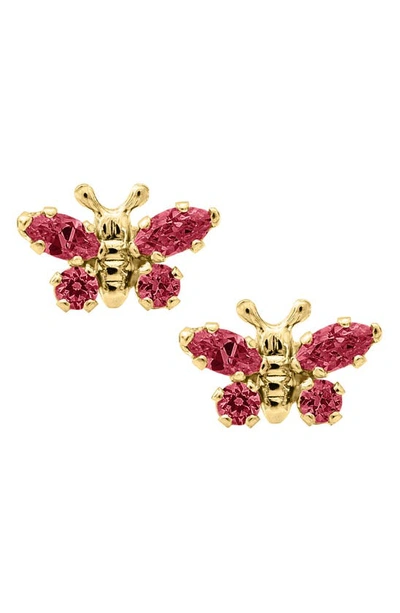 Shop Mignonette Butterfly Birthstone Gold Earrings In July