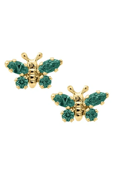 Shop Mignonette Butterfly Birthstone Gold Earrings In May