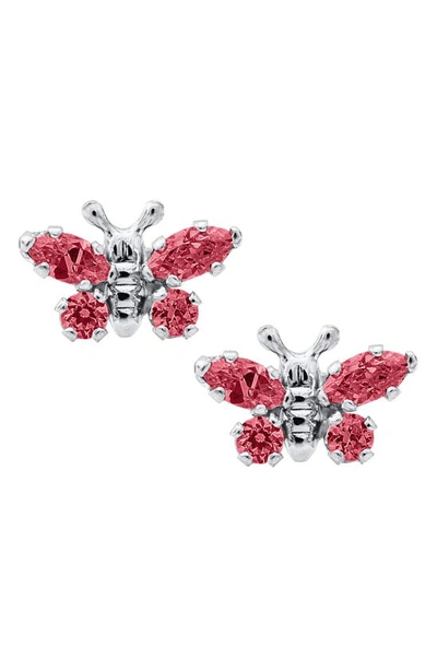 Mignonette Butterfly Birthstone Sterling Silver Earrings In July