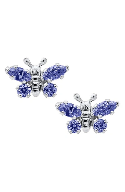 Mignonette Butterfly Birthstone Sterling Silver Earrings In September