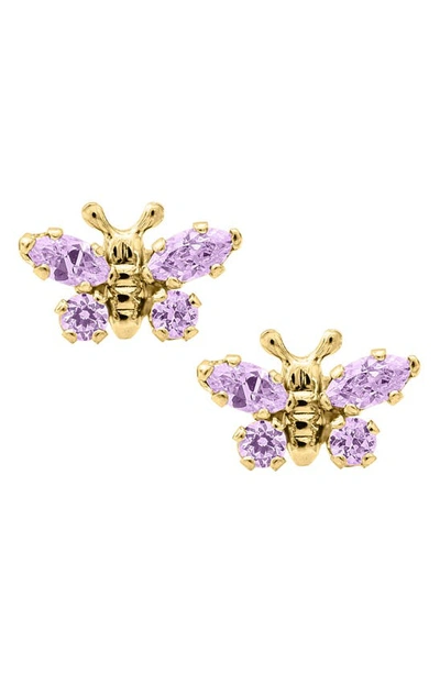 Shop Mignonette Butterfly Birthstone Gold Earrings In June