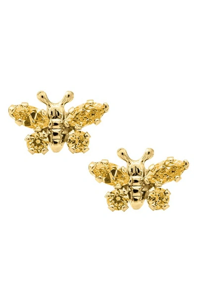 Shop Mignonette Butterfly Birthstone Gold Earrings In November