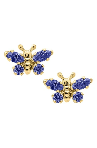 Shop Mignonette Butterfly Birthstone Gold Earrings In September