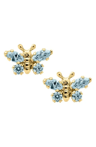 Shop Mignonette Butterfly Birthstone Gold Earrings In March