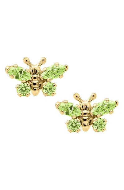 Mignonette Butterfly Birthstone Gold Earrings In August