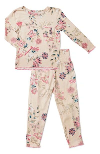 Shop Everly By Baby Grey Baby Grey By Everly Grey Charlie Fitted Two-piece Pajamas & Head Wrap Set In Wild Flower
