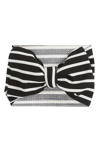 Shop Mini Prep Boutique Mini Prep Stripes Stretch Head Wrap In Black And White