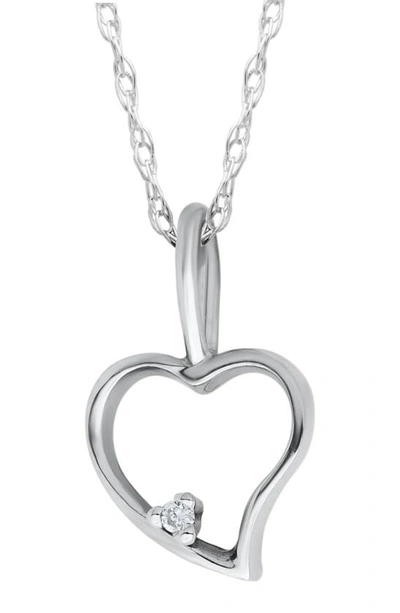 Shop Mignonette Diamond & 14k Gold Heart Pendant Necklace In White Gold