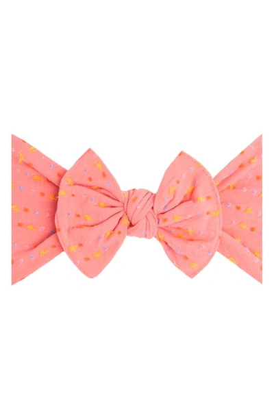 Shop Baby Bling Bow Head Wrap In Coral Rainbow Dot