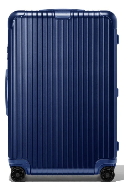 Shop Rimowa Essential Check-in Large 31-inch Wheeled Suitcase In Matte Blue