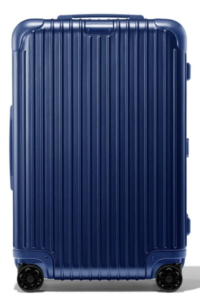 Shop Rimowa Essential Check-in Medium 26-inch Wheeled Suitcase In Matte Blue