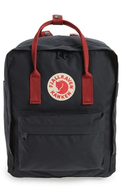 Shop Fjall Raven Kånken Water Resistant Backpack In Black-ox Red
