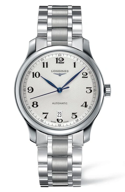Shop Longines Master Automatic Bracelet Watch, 38.5mm In Silver