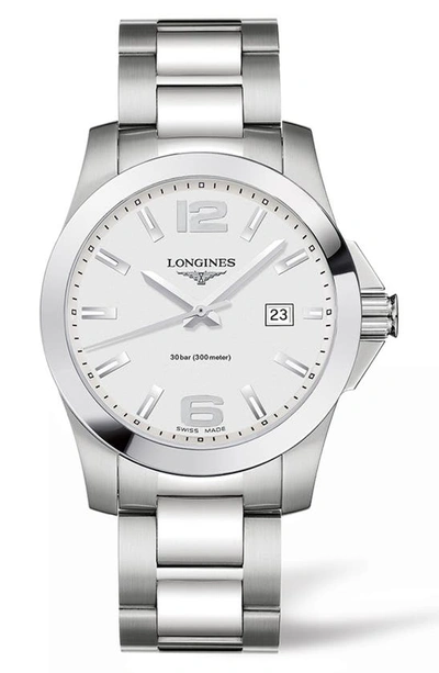 Longines Conquest 34mm Stainless Steel Bracelet Watch In Silver
