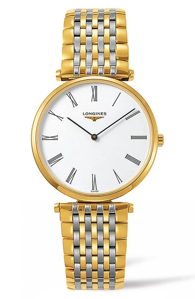 Shop Longines La Grande Classique De  Bracelet Watch, 34mm In Silver/ White/ Gold