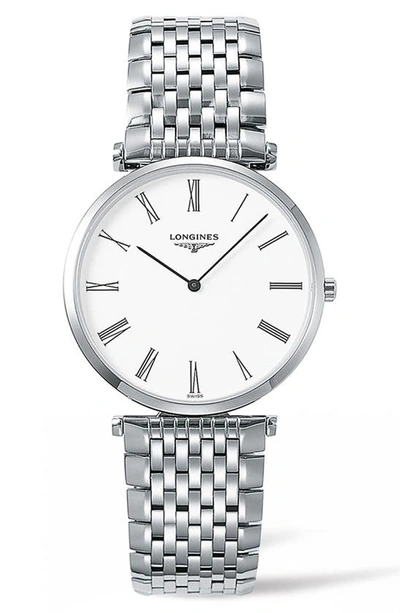 Shop Longines La Grande Classique De  Bracelet Watch, 34mm In Silver/ White/ Silver