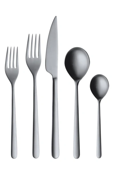 Shop Mepra Linea Ice 5-piece Place Setting In Brushed Stainless Black