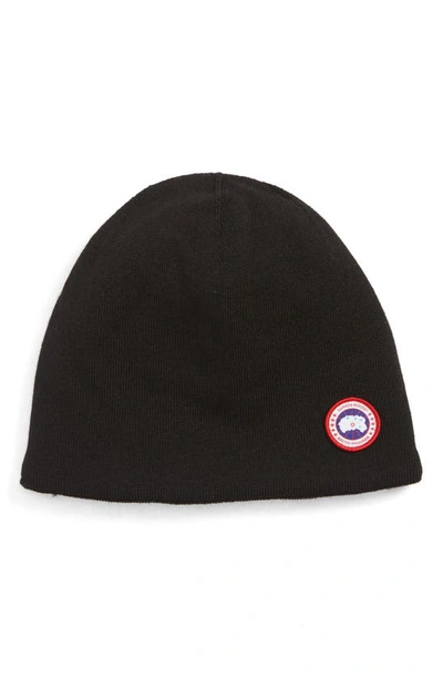 Shop Canada Goose Standard Wool Blend Beanie In Black