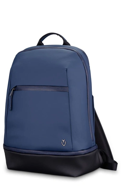 Shop Vessel Signature 2.0 Faux Leather Backpack In Pebbled Navy/ Black