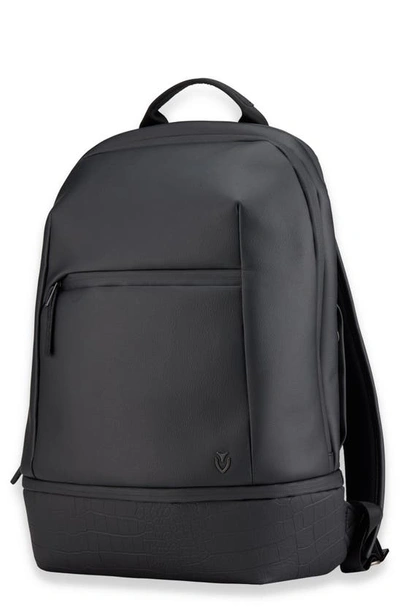 Shop Vessel Signature 2.0 Faux Leather Backpack In Pebbled/ Croc Black