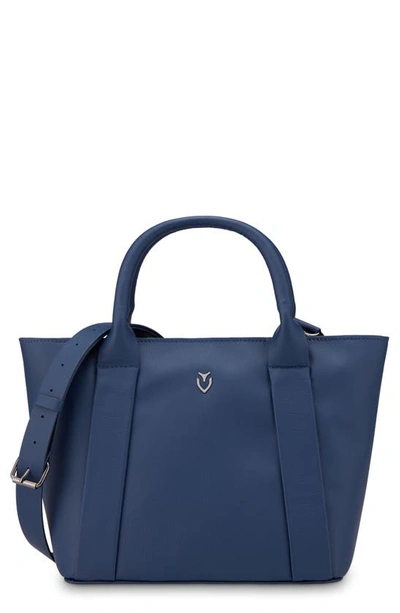Shop Vessel Signature 2.0 Faux Leather Mini Tote In Pebbled Navy