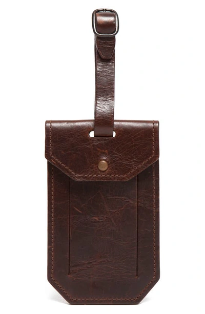 Shop Moore & Giles Leather Luggage Tag In Brompton Brown