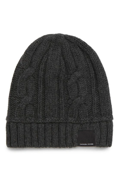 Shop Canada Goose Cabled Merino Wool Toque Beanie In Iron Grey