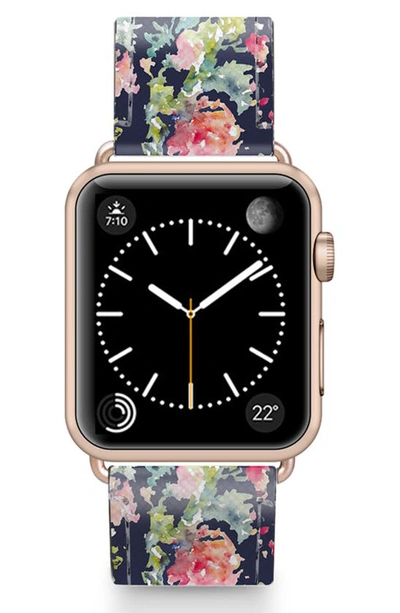 Shop Casetify Keepsake Faux Leather Apple Watch® Watchband In Blue/ Rose Gold