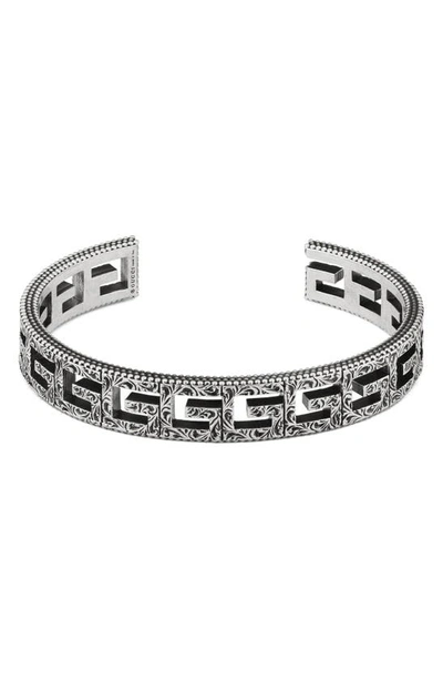 Shop Gucci G-cube Cuff In Sterling Silver