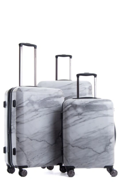 Shop Calpak Astyll 3-piece Marbled Luggage Set In White