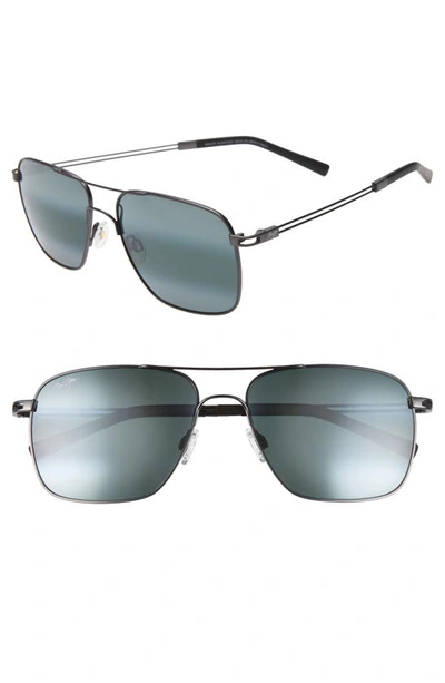 Shop Maui Jim Haleiwa 56mm Polarizedplus2 Mirrored Navigator Sunglasses In Gunmetal/ Grey
