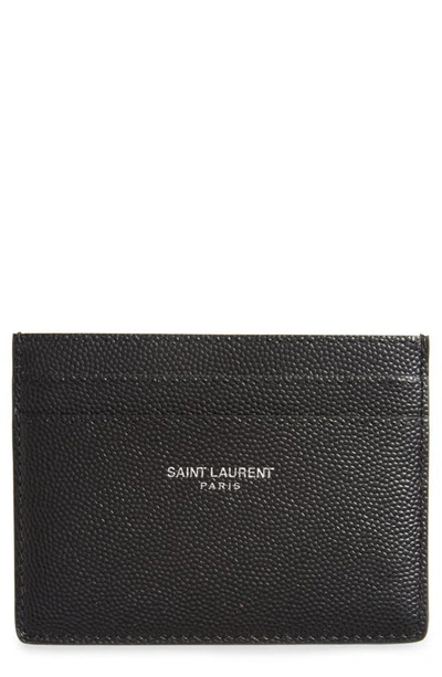Shop Saint Laurent Pebble Grain Leather Card Case In Nero