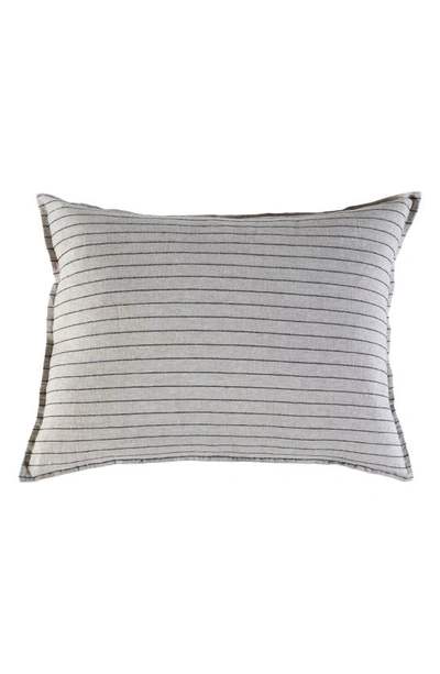Shop Pom Pom At Home Blake Big Linen Accent Pillow In Flax/ Midnight