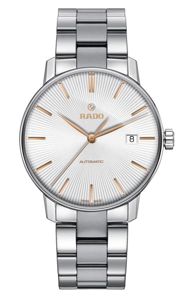 Shop Rado Coupole Classic Automatic Leather Strap Watch, 38mm In Silver/ Gold