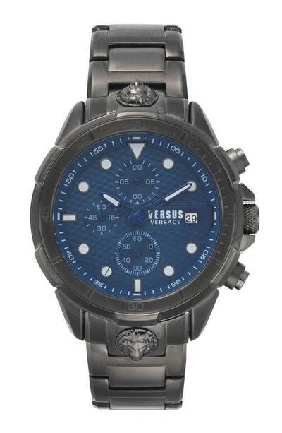 Shop Versus Arrondissement Chronograph Bracelet Watch, 46mm In Gunmetal/ Cobalt/ Gunmetal