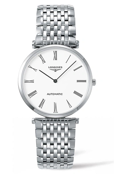 Shop Longines La Grande Classique De  Automatic Bracelet Watch, 36mm In Silver/ White/ Silver