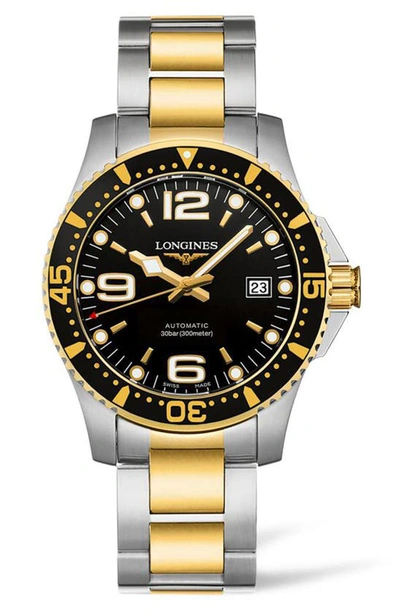 Shop Longines Hydroconquest Automatic Bracelet Watch, 41mm In Silver/ Black/ Gold