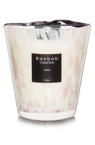 Shop Baobab Collection White Pearls Candle In White - Medium