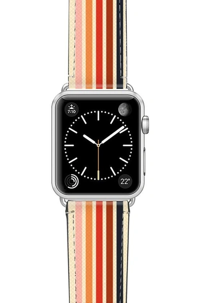 Shop Casetify Retro Faux Leather Apple Watch® Watchband In Silver