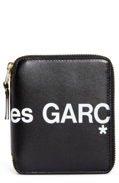Shop Comme Des Garçons Huge Logo Zip Around Wallet In Black