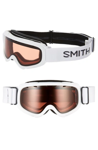 Shop Smith Gambler 164mm Youth Fit Snow Goggles In White/ Orange