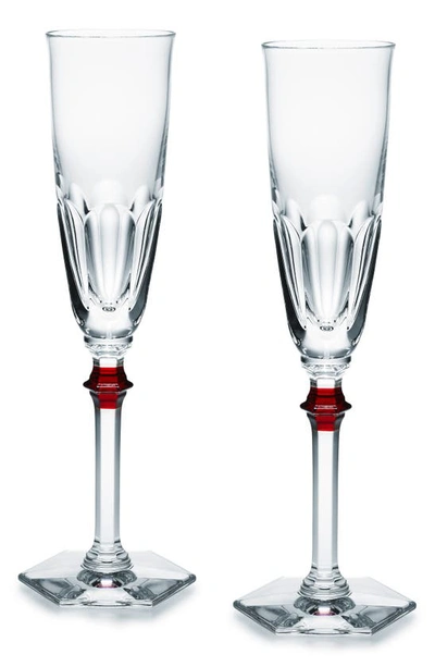 Shop Baccarat Harcourt Eve Set Of 2 Lead Crystal Flutes In Clear/ Red