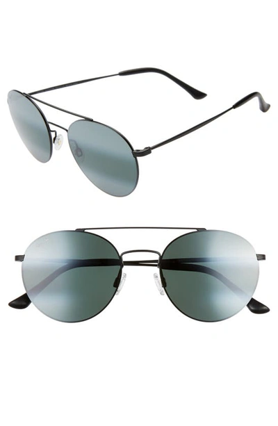 Shop Maui Jim Pele's Hair 53mm Polarizedplus2 Round Flat Front Sunglasses In Black/ Grey