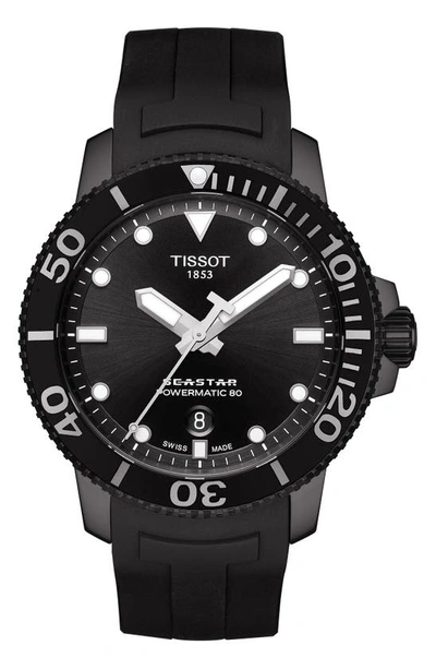 Shop Tissot Seastar 1000 Powermatic 80 Silicone Strap Watch, 43mm In Black
