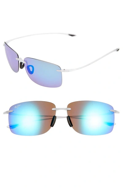 Shop Maui Jim Hema 62mm Polarized Rectangular Sunglasses In Matte Crystal