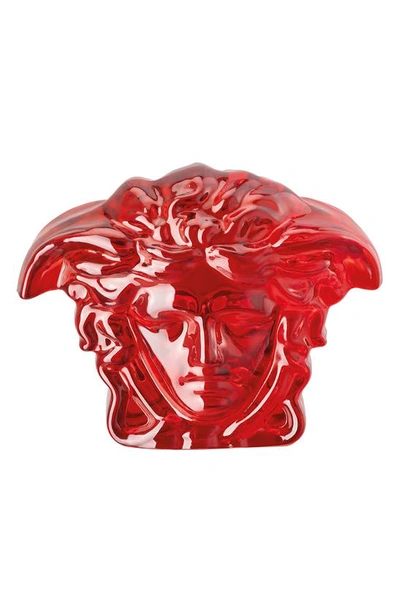 Shop Versace Medusa Lumiere Crystal Paperweight In Red