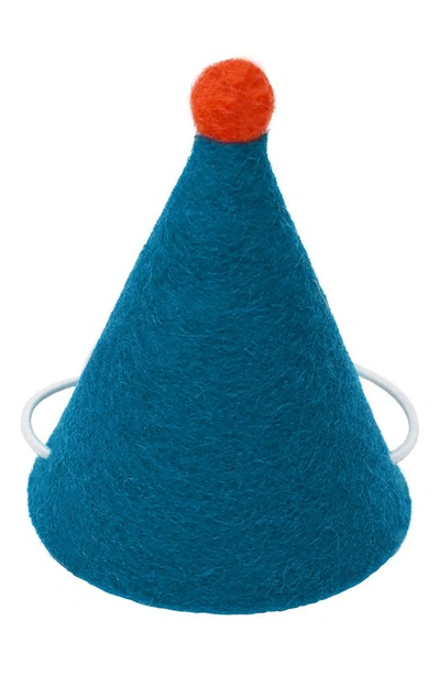 Shop Modernbeast Pawty Felted Wool Pet Hat In Blue