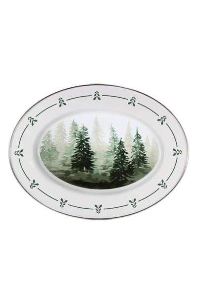Shop Golden Rabbit Enamelware Forest Trees Enamel Oval Platter In White