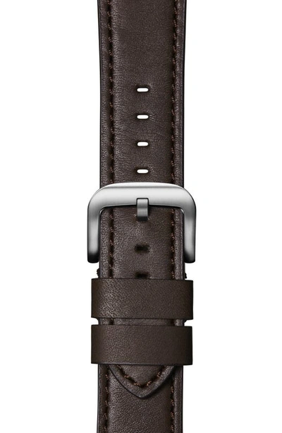 Shop Shinola Leather Apple Watch Strap In Kodiak/ Silver